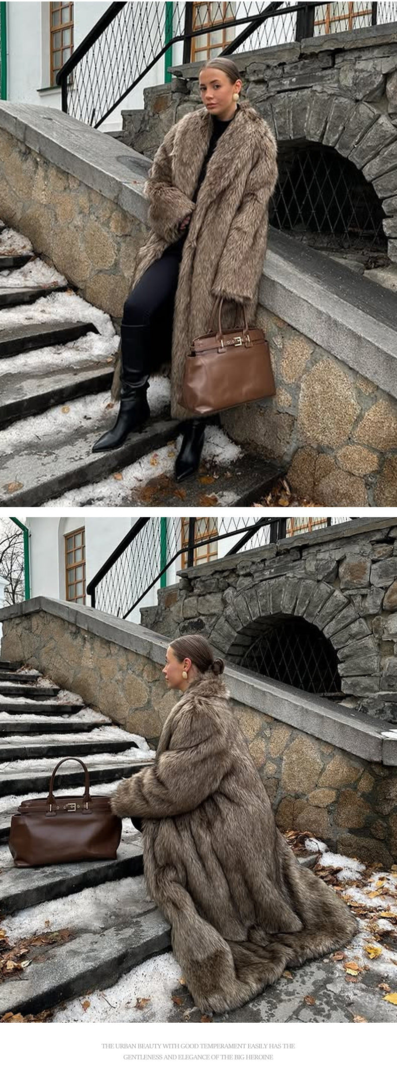 Apricot Red Long Coat New Fur Shearling Jacket Brown Coffee Color Thickened Winter Warm Outerwear Extra Long