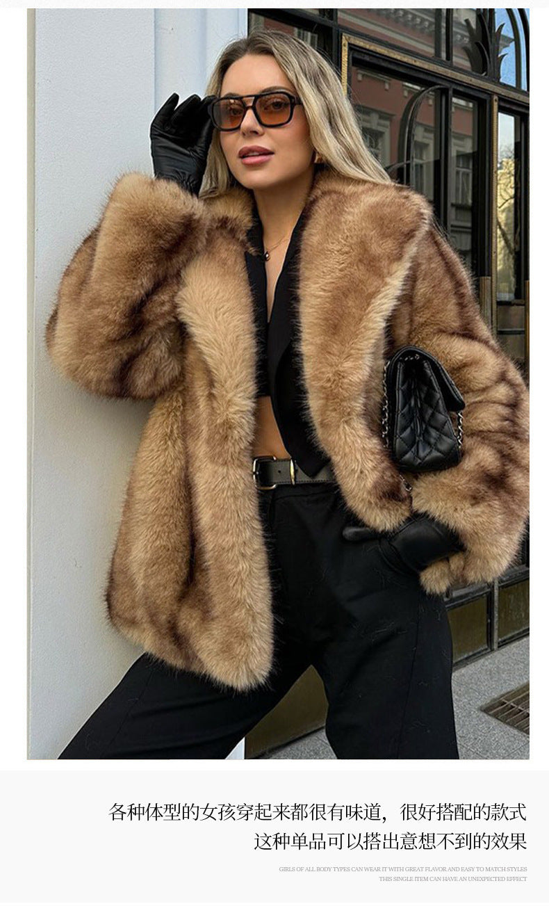 Women's Street Fashion European and American Style Autumn Winter New Fur Coat Short Women's Top Warm