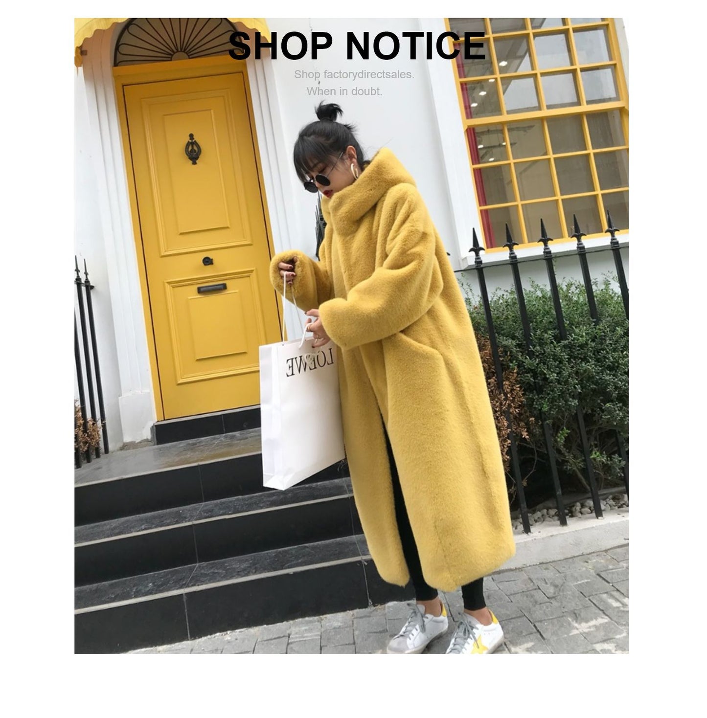 New Korean version of mink fur thick loose plush hooded long coat.