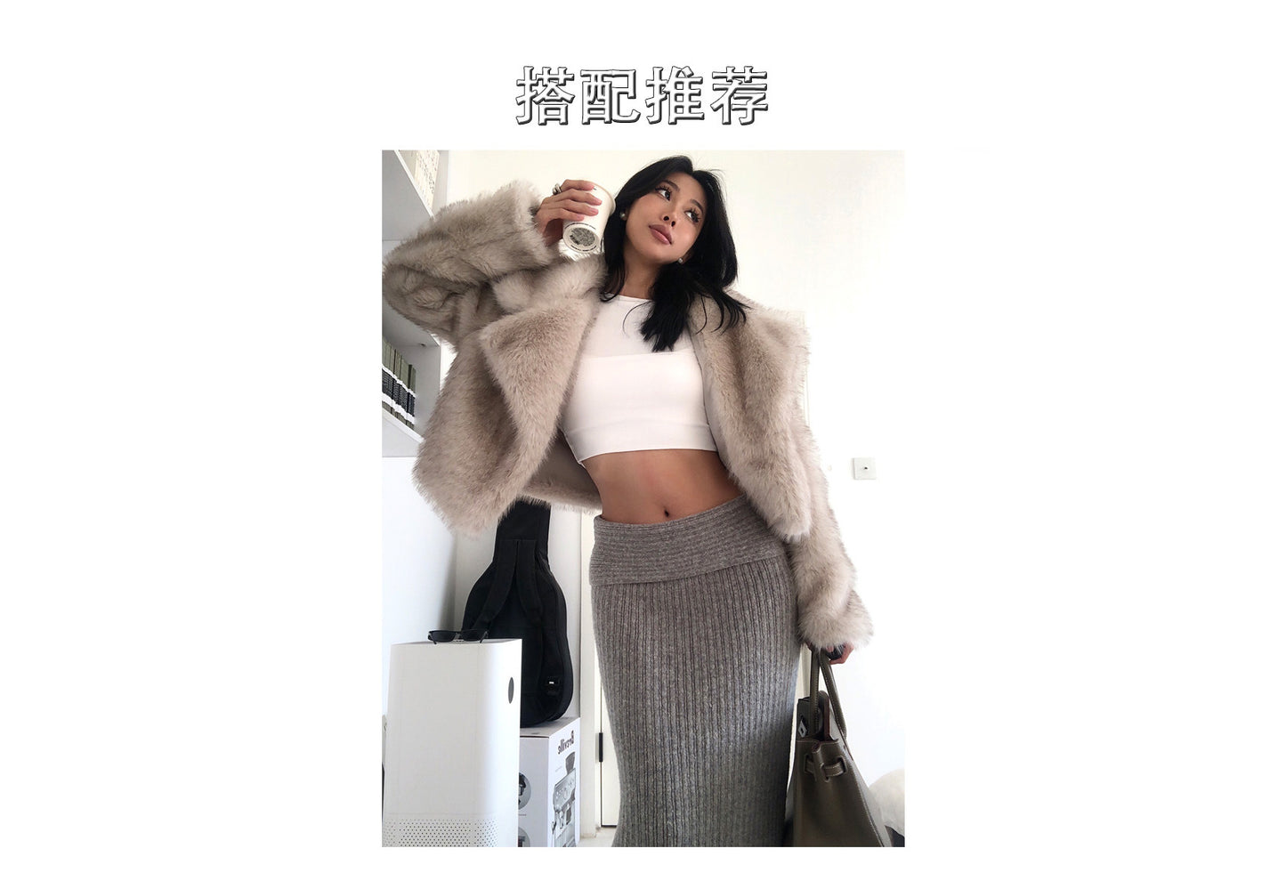 Europe and America wind lapel fur short fox fur coat fashion simple female environmental protection.