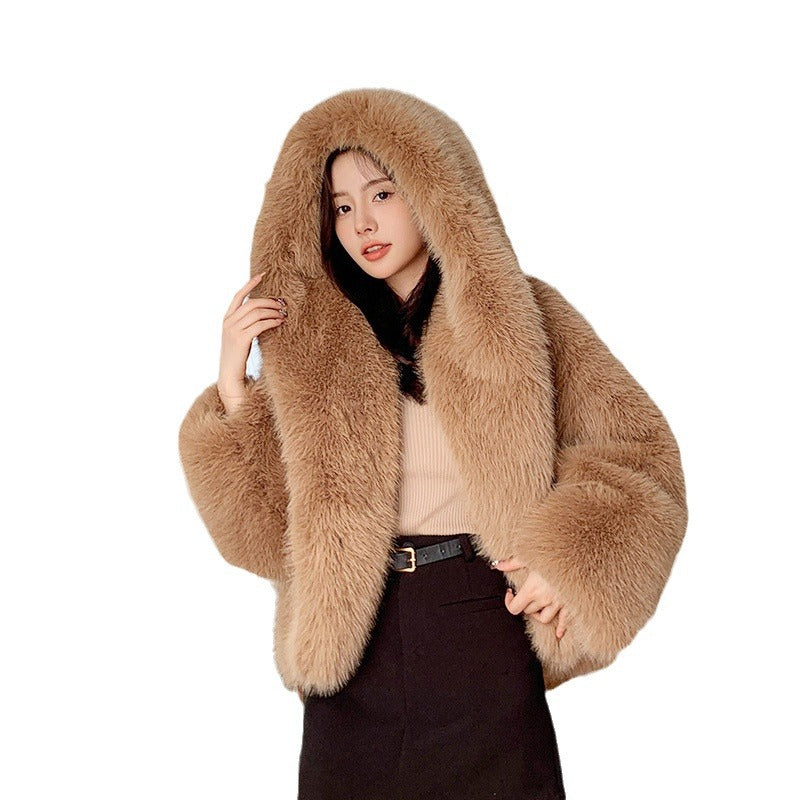 New fried street environmental protection fur fox hooded coat female Korean version of high sense.