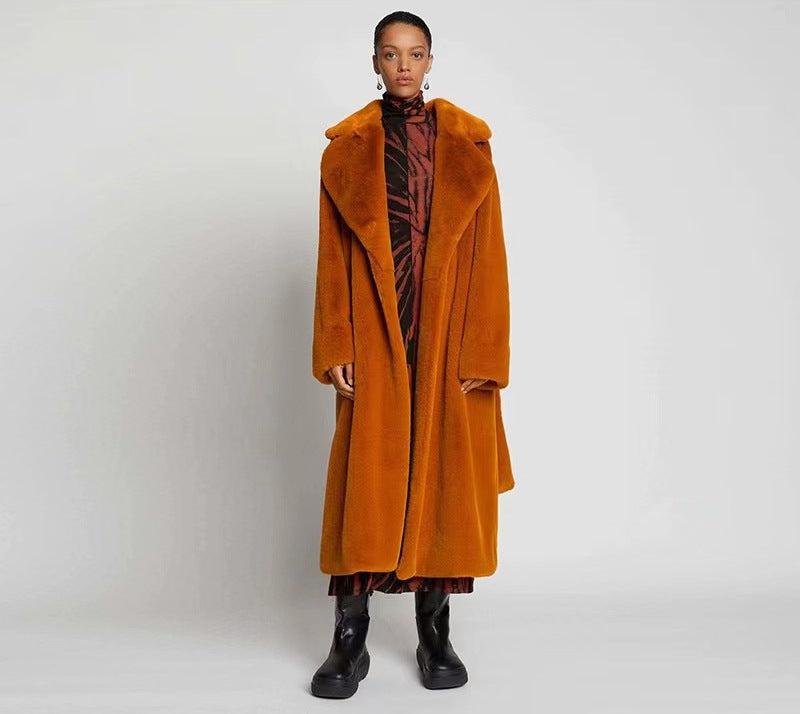 Long rabbit fur mink fur coat padded autumn and winter coat