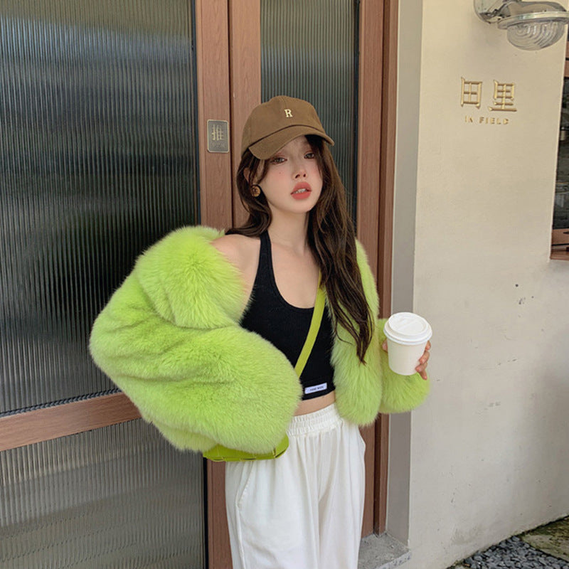 European Style Mink Fur Coat for Petite Women Eco-Friendly Fox Fur Short Fur Coat Fur Sweater
