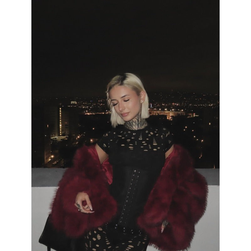 Solid Color Hooded Fur Coat Cross-Border European and American Style Eye-Catching Warm Comfortable Fashionable Fur