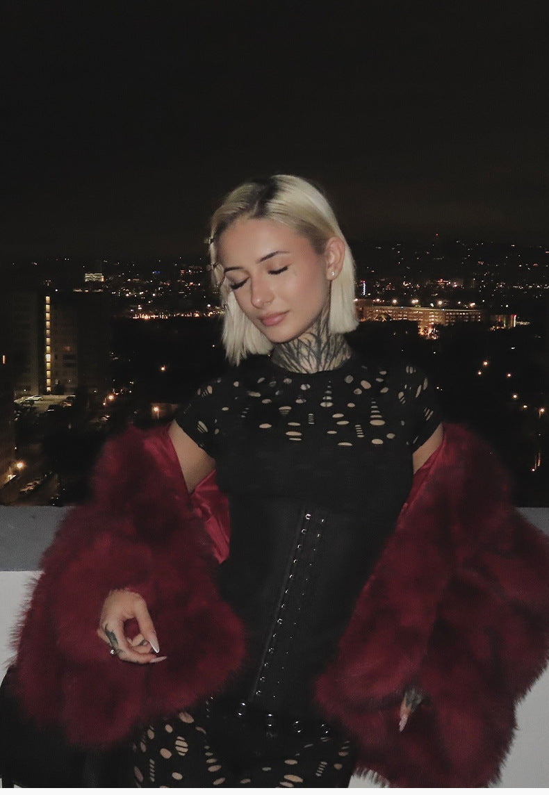 Solid Color Hooded Fur Coat Cross-Border European and American Style Eye-Catching Warm Comfortable Fashionable Fur