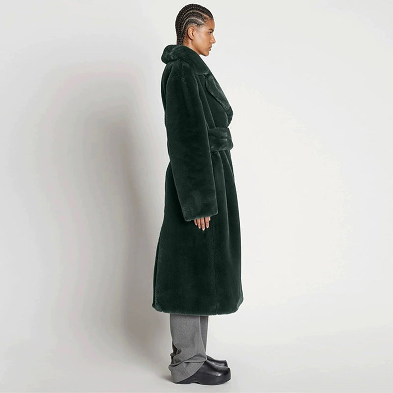 Long rabbit fur mink fur coat padded autumn and winter coat