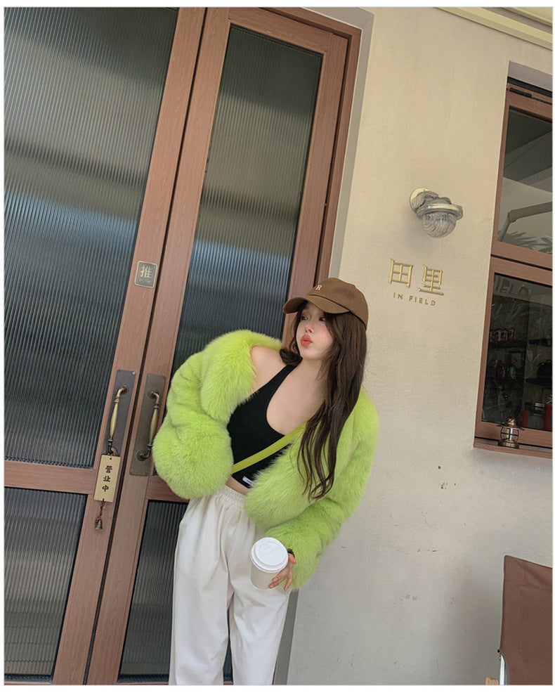 European Style Mink Fur Coat for Petite Women Eco-Friendly Fox Fur Short Fur Coat Fur Sweater