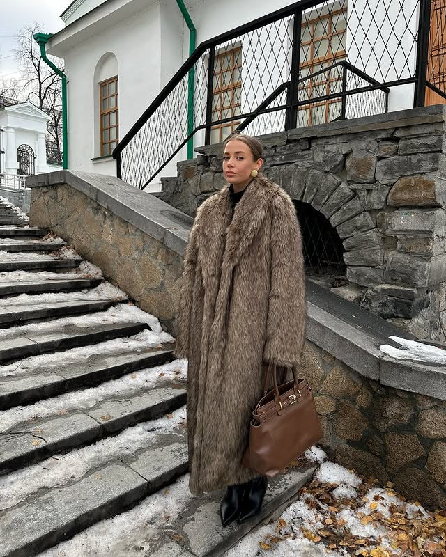 Apricot Red Long Coat New Fur Shearling Jacket Brown Coffee Color Thickened Winter Warm Outerwear Extra Long