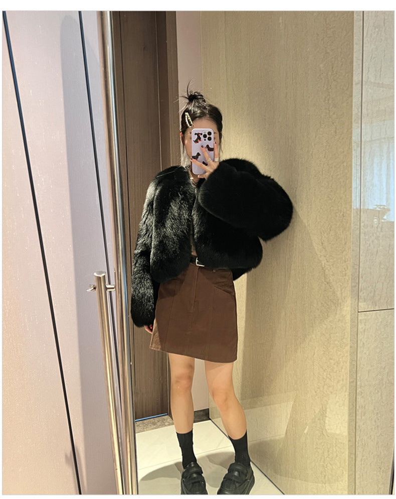 European Style Mink Fur Coat for Petite Women Eco-Friendly Fox Fur Short Fur Coat Fur Sweater