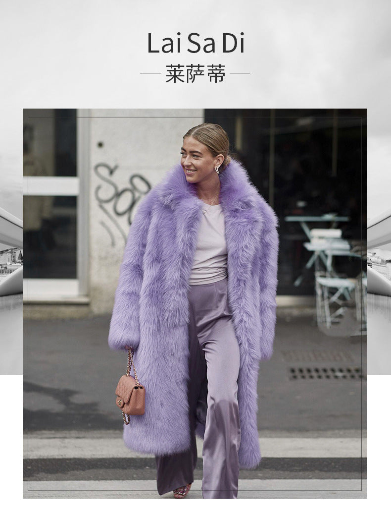 European Topeka long-haired coat Street hipster thick fur lapel coat in autumn and winter.