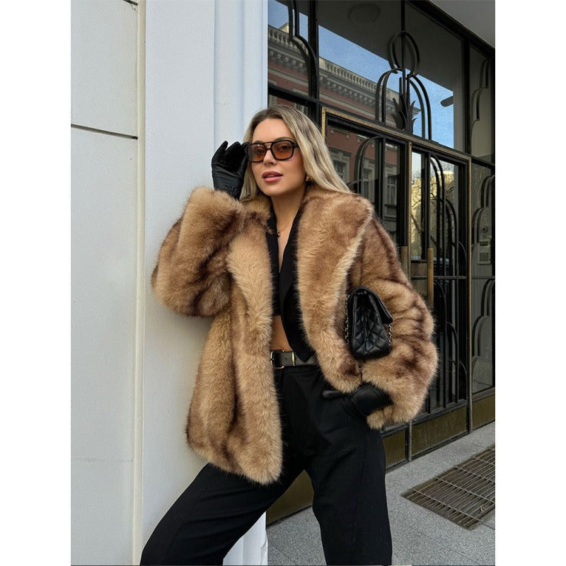 Women's Street Fashion European and American Style Autumn Winter New Fur Coat Short Women's Top Warm
