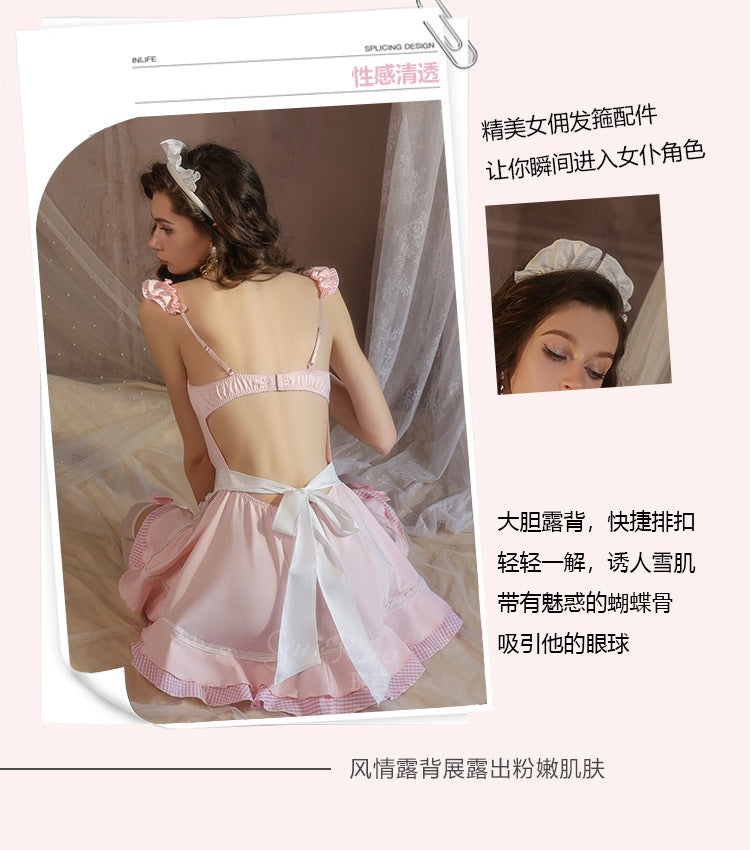 DZ Gorgeous Plus Size Lingerie Hot Low-Cut Pure Desire Sexy Maid Role-Playing Uniform Set A5353