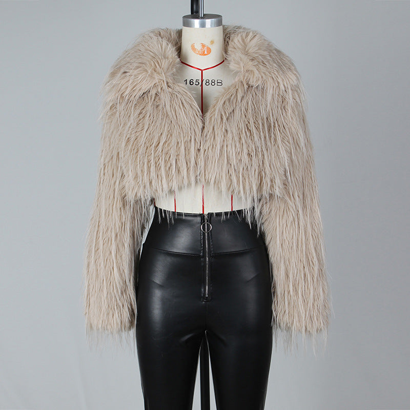 Autumn and winter new fur coat for women ins Internet Celebrity Style Unique Imitation Beach Wool Ultra Short Furry Top