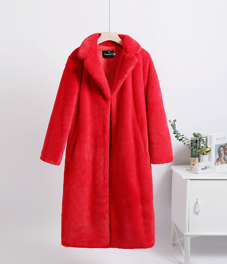 Long rabbit fur mink fur coat padded autumn and winter coat