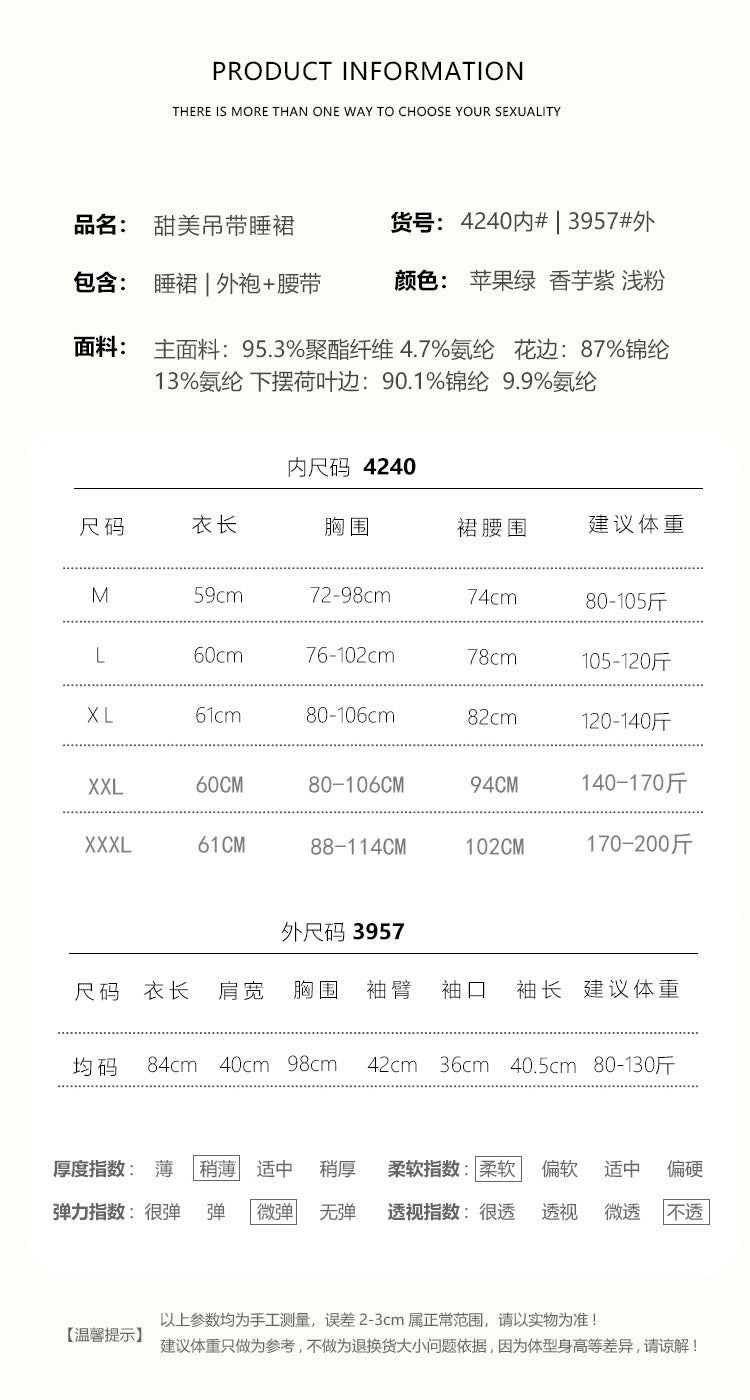 DZ Gorgeous Sexy Underwire Nightdress with Chest Pads, Comfortable Robe, Plus Size Pure Desire Homewear Set4240