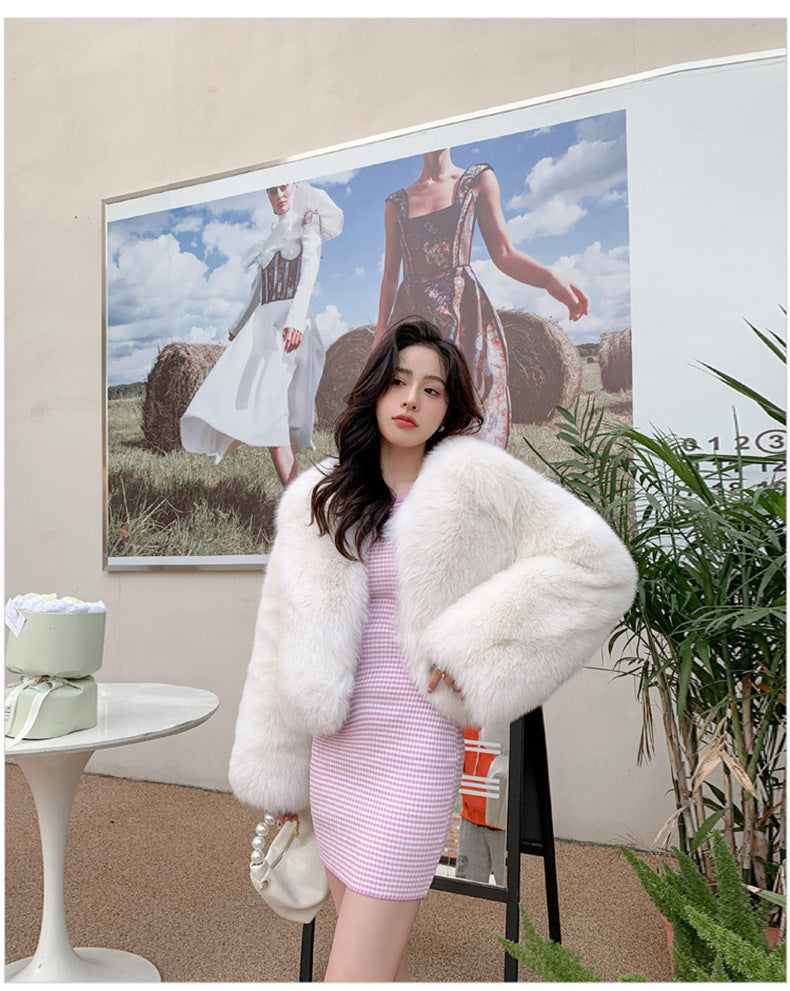 European Style Mink Fur Coat for Petite Women Eco-Friendly Fox Fur Short Fur Coat Fur Sweater