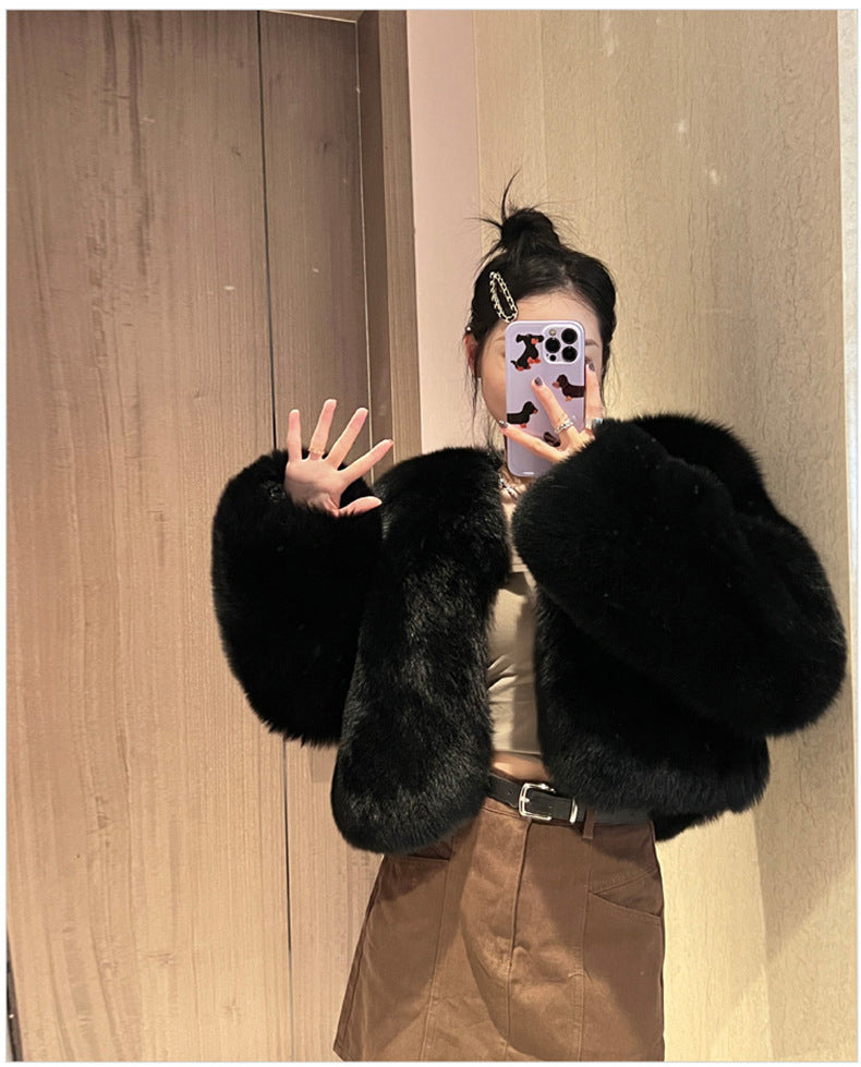 European Style Mink Fur Coat for Petite Women Eco-Friendly Fox Fur Short Fur Coat Fur Sweater