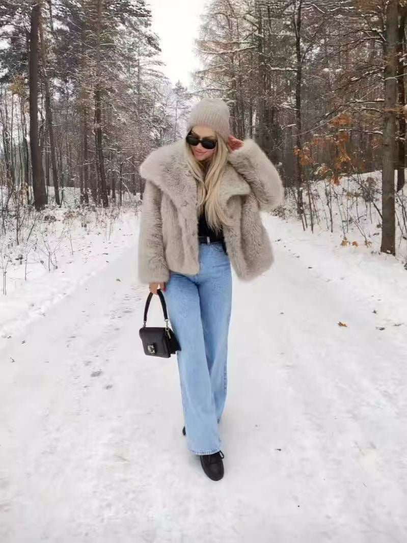 New fur jacket ladies loose long-sleeved coat Topeka fox fur