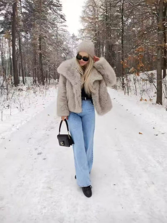 New fur jacket ladies loose long-sleeved coat Topeka fox fur