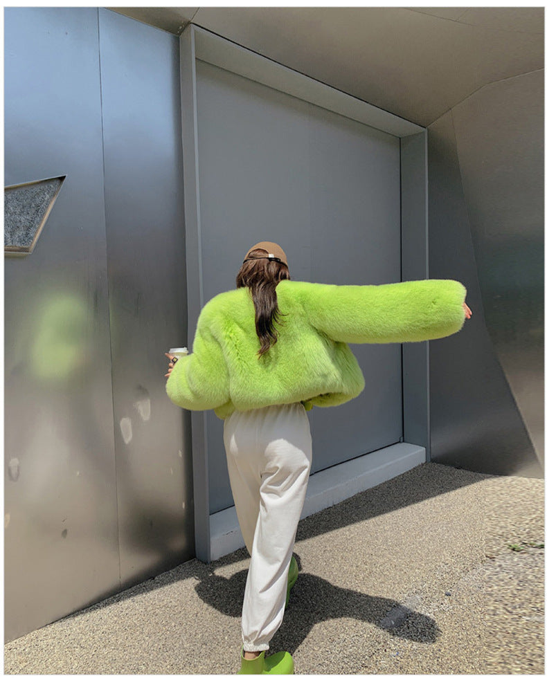 European Style Mink Fur Coat for Petite Women Eco-Friendly Fox Fur Short Fur Coat Fur Sweater