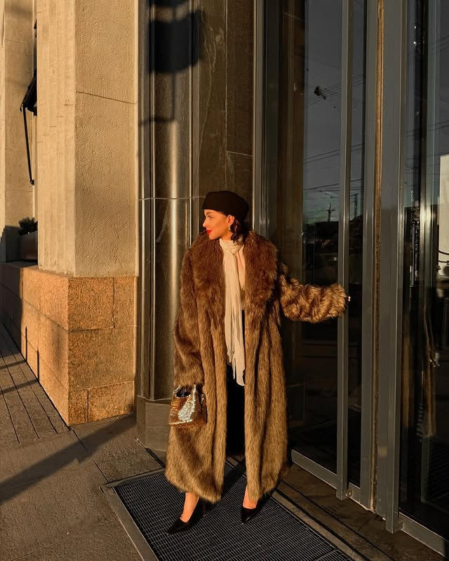 Apricot Red Long Coat New Fur Shearling Jacket Brown Coffee Color Thickened Winter Warm Outerwear Extra Long