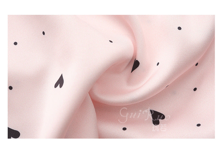 DZ Gorgeous Ice Silk Nightdress Sweet Mesh Lace with Chest Pads Plus Size Strap Nightdress Lazy Style Set P4823