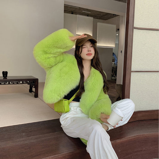 European Style Mink Fur Coat for Petite Women Eco-Friendly Fox Fur Short Fur Coat Fur Sweater