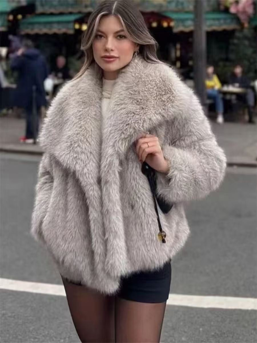 New fur jacket ladies loose long-sleeved coat Topeka fox fur