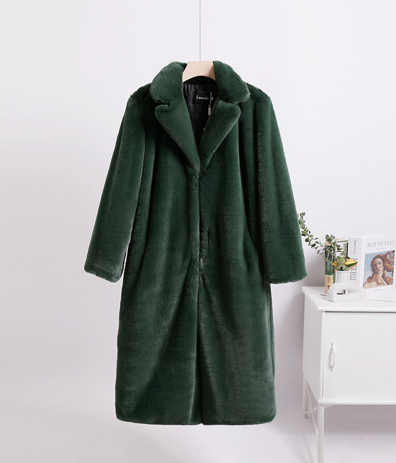 Loose mink fur stitching long coat Mao Mao suit collar women's coat