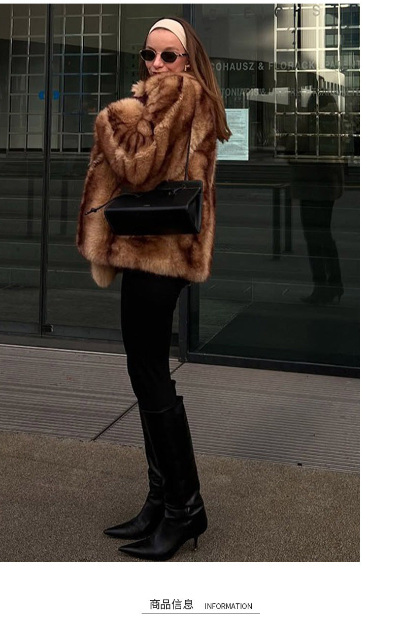 Women's Street Fashion European and American Style Autumn Winter New Fur Coat Short Women's Top Warm