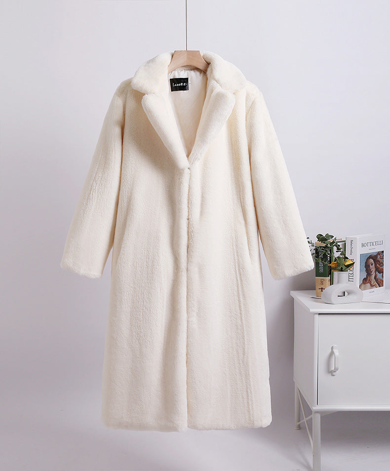 Loose mink fur stitching long coat Mao Mao suit collar women's coat