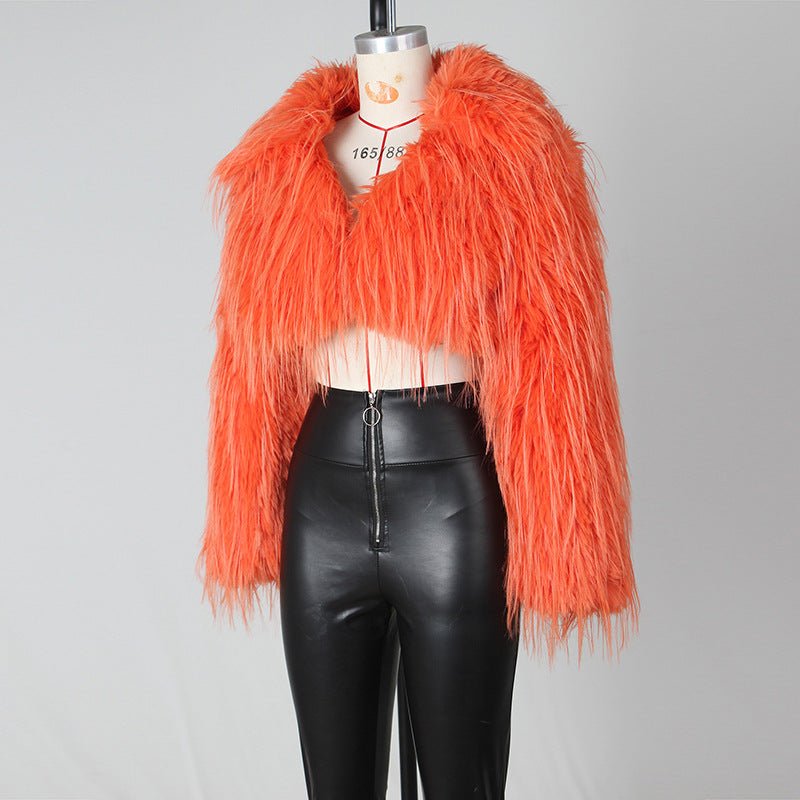 Autumn and winter new fur coat for women ins Internet Celebrity Style Unique Imitation Beach Wool Ultra Short Furry Top