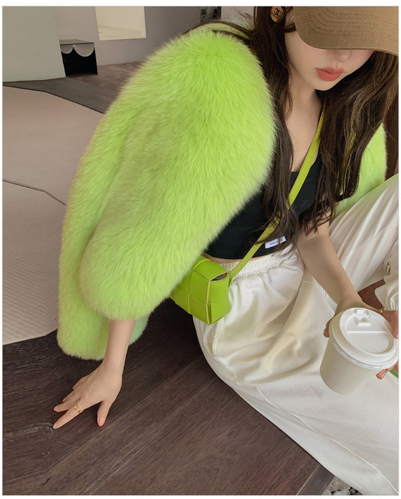 European Style Mink Fur Coat for Petite Women Eco-Friendly Fox Fur Short Fur Coat Fur Sweater