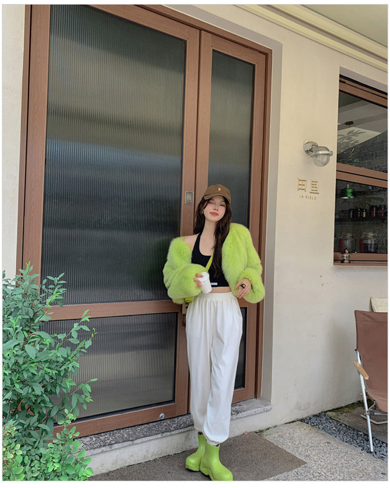 European Style Mink Fur Coat for Petite Women Eco-Friendly Fox Fur Short Fur Coat Fur Sweater