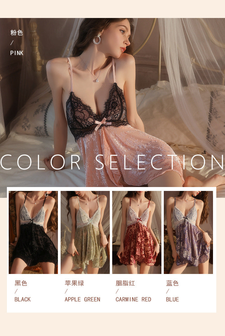 DZ Gorgeous Sexy Hot Backless Velvet Nightdress Passionate Temptation with Chest Pads Plus Size Homewear Set5913