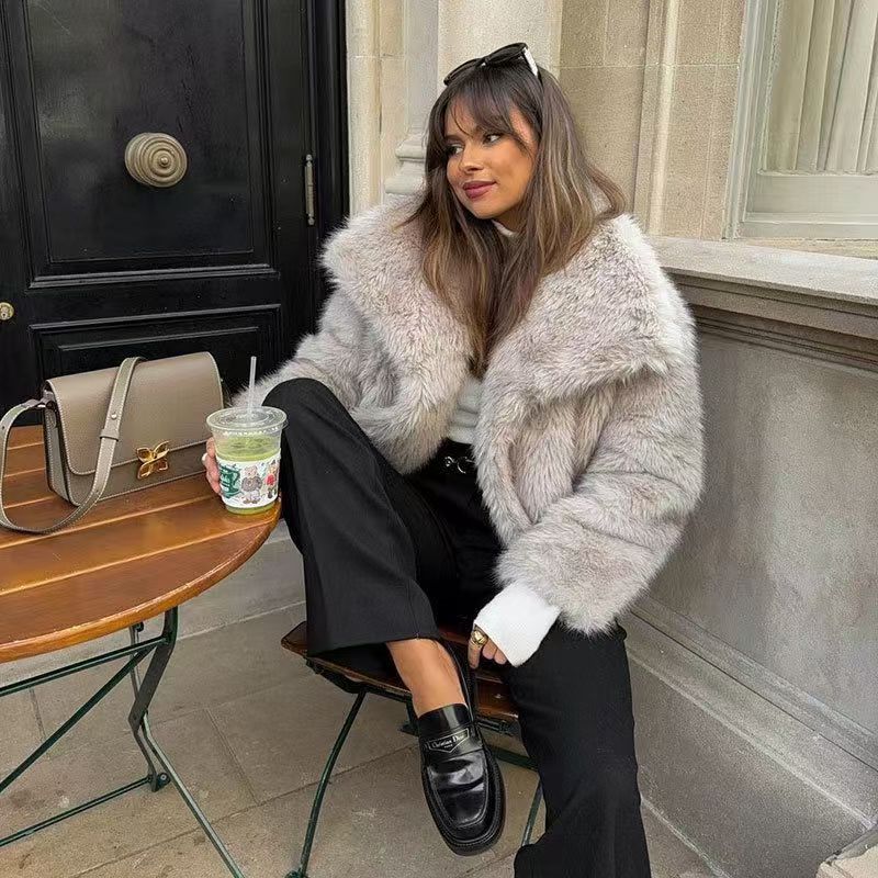 New fur jacket ladies loose long-sleeved coat Topeka fox fur