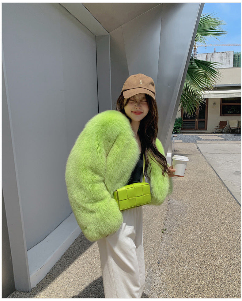 European Style Mink Fur Coat for Petite Women Eco-Friendly Fox Fur Short Fur Coat Fur Sweater
