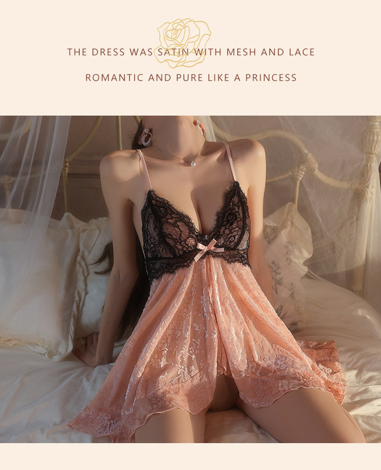 DZ Gorgeous Sexy Hot Backless Velvet Nightdress Passionate Temptation with Chest Pads Plus Size Homewear Set5913