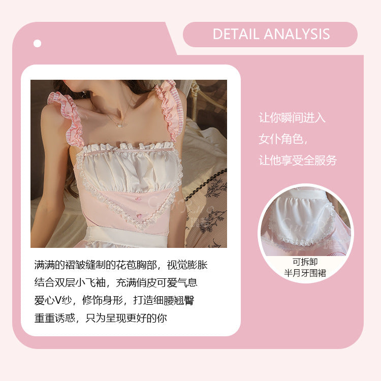 DZ Gorgeous Plus Size Lingerie Hot Low-Cut Pure Desire Sexy Maid Role-Playing Uniform Set A5353