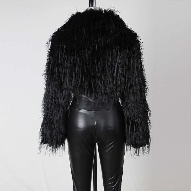 Autumn and winter new fur coat for women ins Internet Celebrity Style Unique Imitation Beach Wool Ultra Short Furry Top