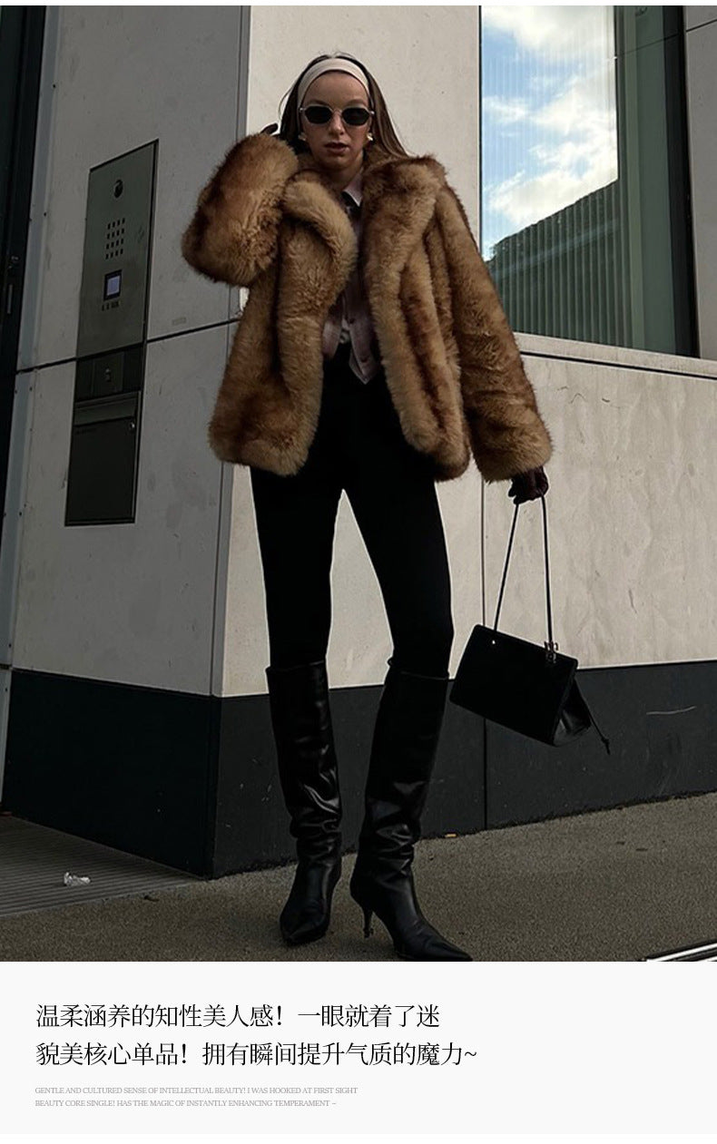 Women's Street Fashion European and American Style Autumn Winter New Fur Coat Short Women's Top Warm