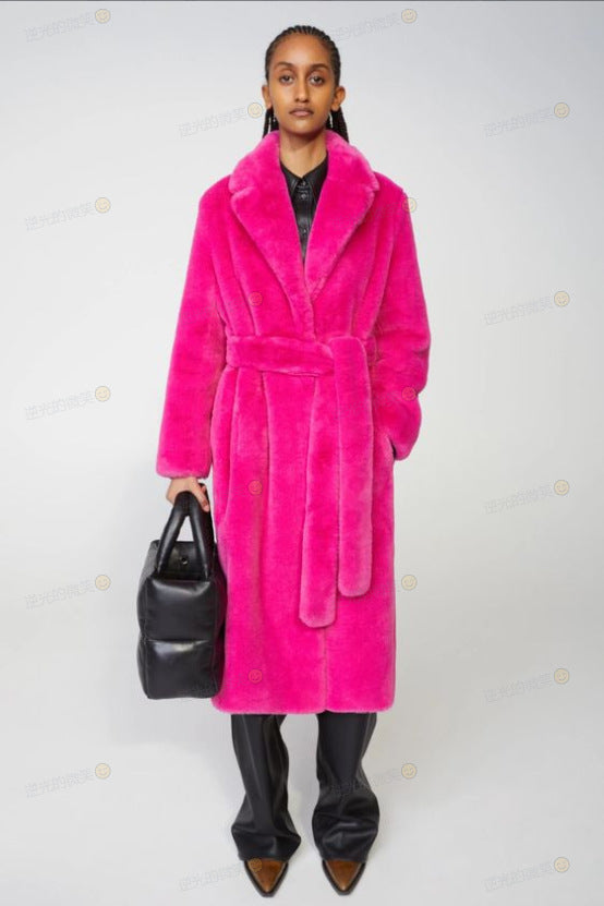 Long rabbit fur mink fur coat padded autumn and winter coat