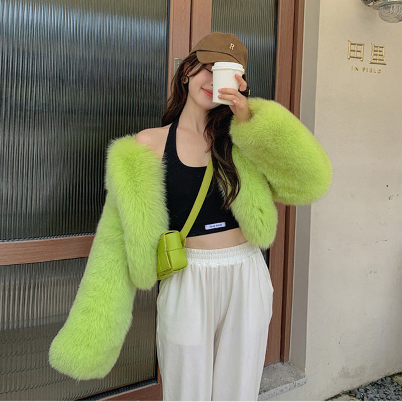 European Style Mink Fur Coat for Petite Women Eco-Friendly Fox Fur Short Fur Coat Fur Sweater