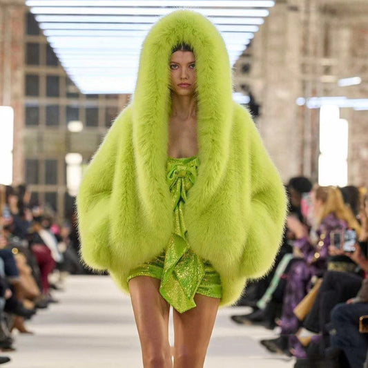 New fried street environmental protection fur fox hooded coat female Korean version of high sense.