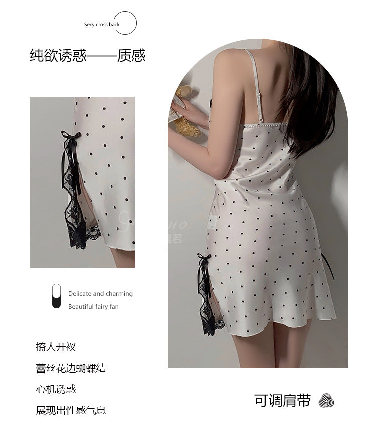 Magnificent and Sexy Deep V Padded Sleepwear Simple Sweet Print Pure Desire Plus Size Nightdress Homewear Set4904