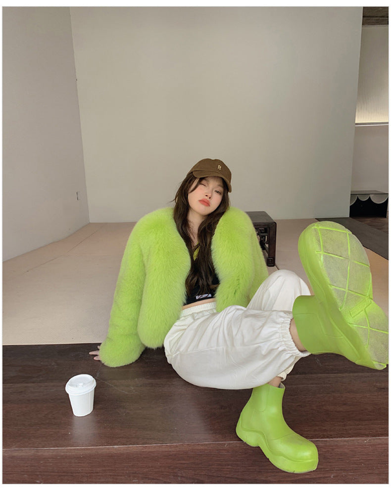 European Style Mink Fur Coat for Petite Women Eco-Friendly Fox Fur Short Fur Coat Fur Sweater