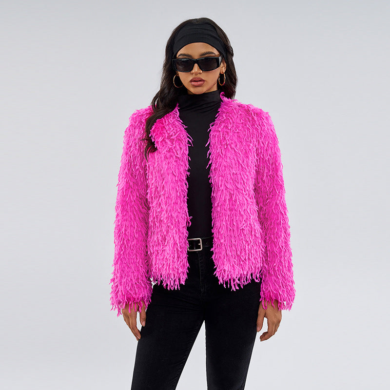 European and American Street Style Fur Coat Amazon Cross-Border Fur Jacket Solid Color Short Fur Coat