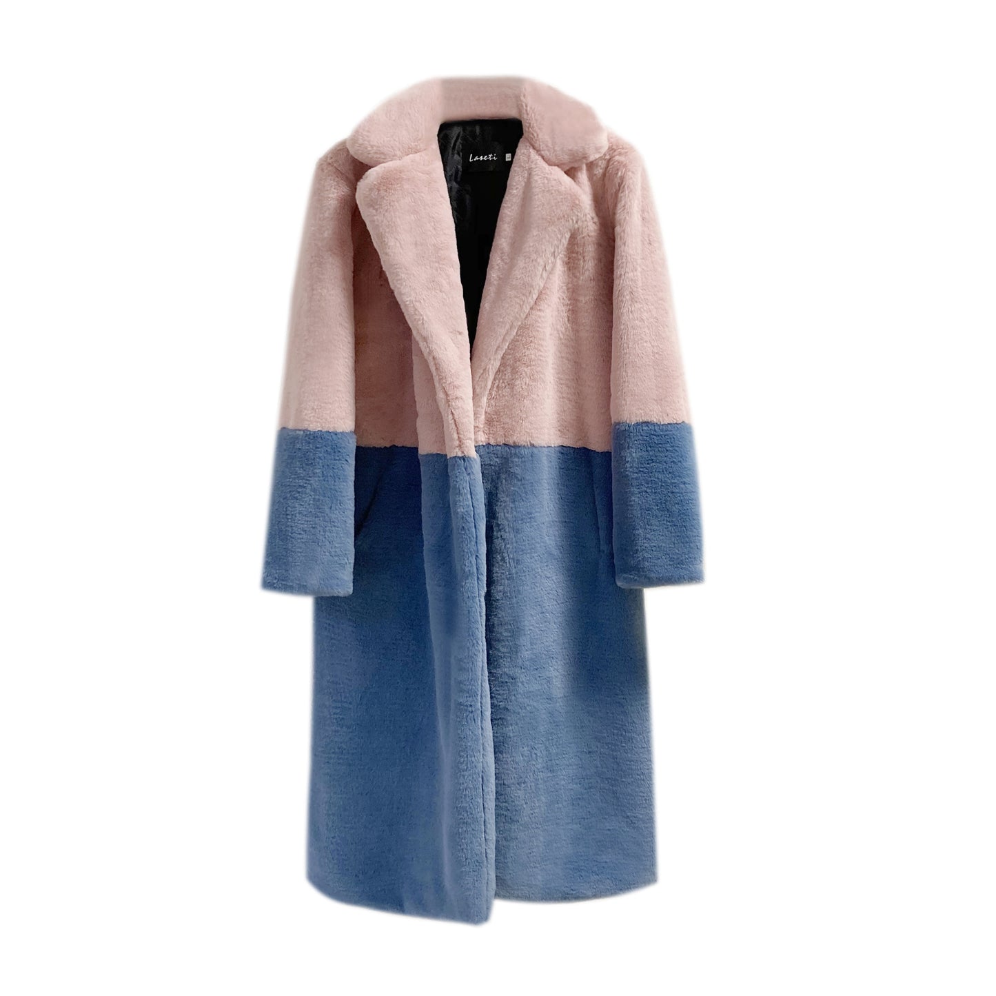 Loose mink fur stitching long coat Mao Mao suit collar women's coat