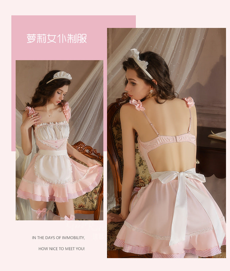 DZ Gorgeous Plus Size Lingerie Hot Low-Cut Pure Desire Sexy Maid Role-Playing Uniform Set A5353