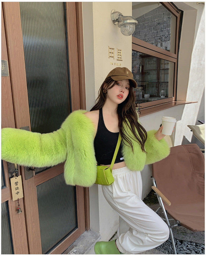 European Style Mink Fur Coat for Petite Women Eco-Friendly Fox Fur Short Fur Coat Fur Sweater